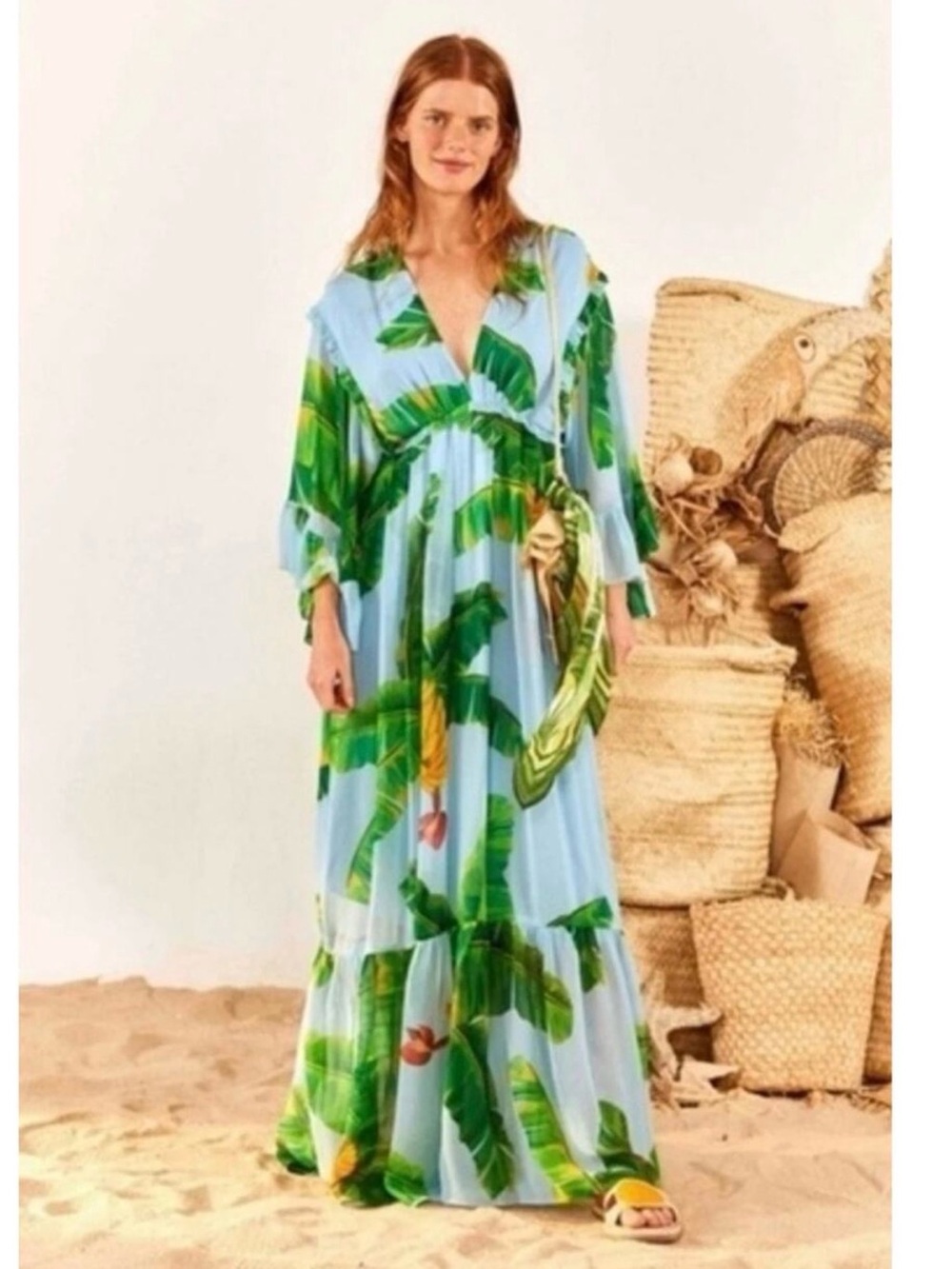FARM Rio Fresh Bananas Maxi Dress Small READ ALL